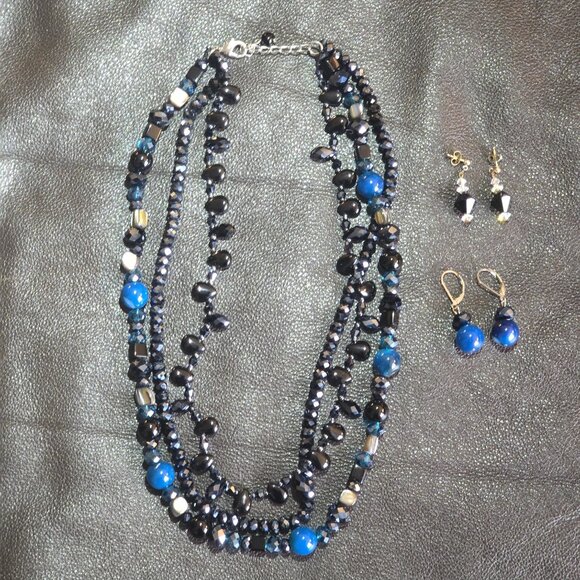 Vintage Premier Designs multi-strand beaded necklace and (2 pair) earrings SET - Picture 7 of 8